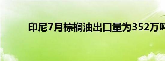 印尼7月棕榈油出口量为352万吨