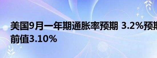 美国9月一年期通胀率预期 3.2%预期3.20%前值3.10%