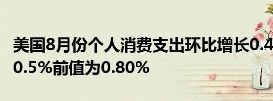 美国8月份个人消费支出环比增长0.4%预估为0.5%前值为0.80%