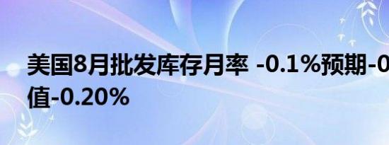 美国8月批发库存月率 -0.1%预期-0.20%前值-0.20%