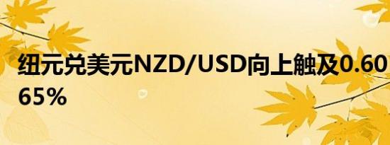 纽元兑美元NZD/USD向上触及0.60日内涨0.65%