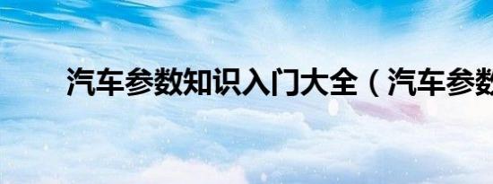 汽车参数知识入门大全（汽车参数）