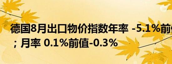 德国8月出口物价指数年率 -5.1%前值-3.2%；月率 0.1%前值-0.3%