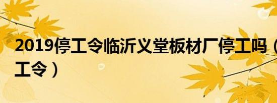 2019停工令临沂义堂板材厂停工吗（2019停工令）