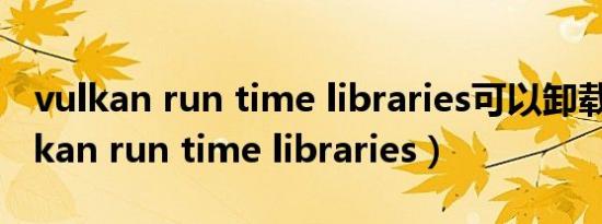 vulkan run time libraries可以卸载吗（vulkan run time libraries）