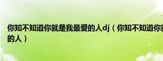 你知不知道你就是我最爱的人dj（你知不知道你就是我最爱的人）