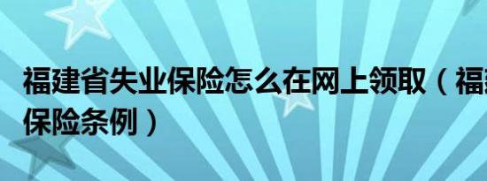 福建省失业保险怎么在网上领取（福建省失业保险条例）