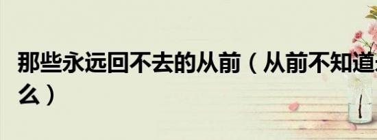 那些永远回不去的从前（从前不知道永远是什么）