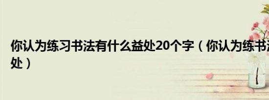 你认为练习书法有什么益处20个字（你认为练书法有什么益处）