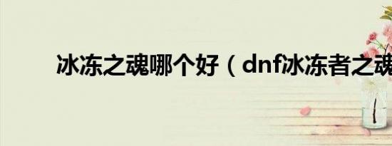 冰冻之魂哪个好（dnf冰冻者之魂）