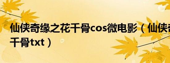 仙侠奇缘之花千骨cos微电影（仙侠奇缘之花千骨txt）