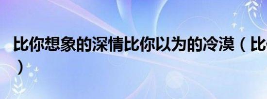 比你想象的深情比你以为的冷漠（比你贱歌词）