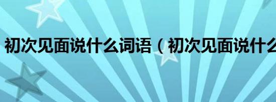 初次见面说什么词语（初次见面说什么敬辞）