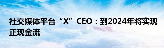 社交媒体平台“X”CEO：到2024年将实现正现金流