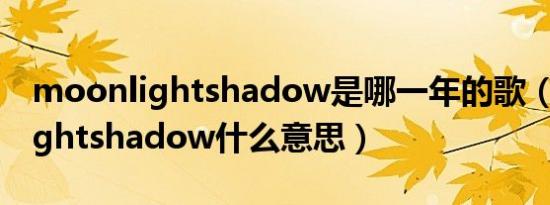 moonlightshadow是哪一年的歌（moonlightshadow什么意思）