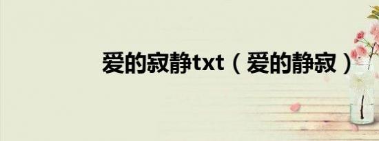 爱的寂静txt（爱的静寂）