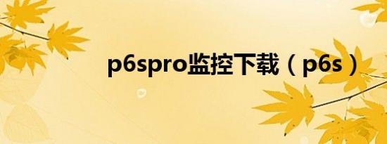 p6spro监控下载（p6s）