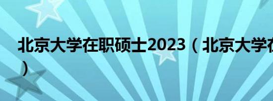 北京大学在职硕士2023（北京大学在职硕士）