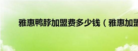 雅惠鸭脖加盟费多少钱（雅惠加盟）