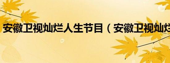 安徽卫视灿烂人生节目（安徽卫视灿烂人生）