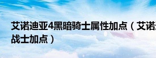 艾诺迪亚4黑暗骑士属性加点（艾诺迪亚4狂战士加点）