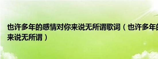 也许多年的感情对你来说无所谓歌词（也许多年的感情对你来说无所谓）