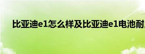 比亚迪e1怎么样及比亚迪e1电池耐用吗