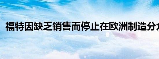 福特因缺乏销售而停止在欧洲制造分众电器