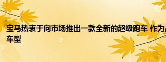 宝马热衷于向市场推出一款全新的超级跑车 作为品牌的光环车型