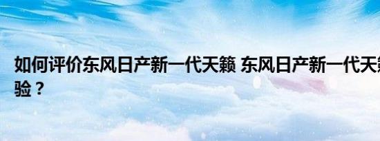 如何评价东风日产新一代天籁 东风日产新一代天籁的驾驶体验？