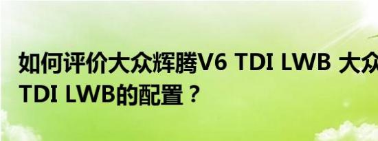 如何评价大众辉腾V6 TDI LWB 大众辉腾V6 TDI LWB的配置？