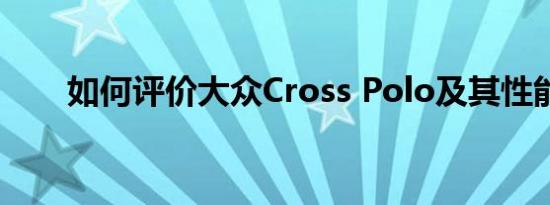 如何评价大众Cross Polo及其性能？