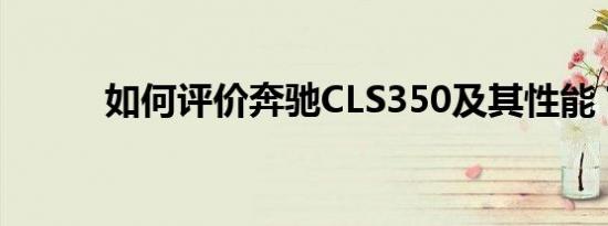 如何评价奔驰CLS350及其性能？