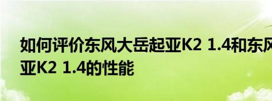 如何评价东风大岳起亚K2 1.4和东风大岳起亚K2 1.4的性能