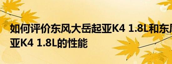 如何评价东风大岳起亚K4 1.8L和东风大岳起亚K4 1.8L的性能