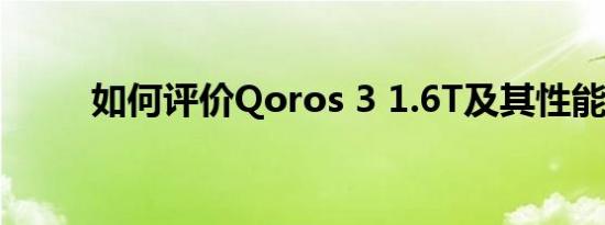 如何评价Qoros 3 1.6T及其性能？