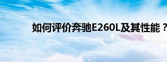 如何评价奔驰E260L及其性能？