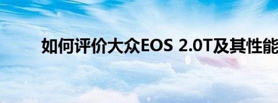 如何评价大众EOS 2.0T及其性能？