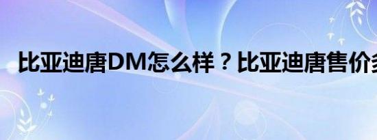 比亚迪唐DM怎么样？比亚迪唐售价多少？