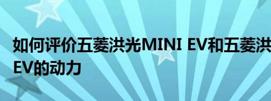 如何评价五菱洪光MINI EV和五菱洪光MINI EV的动力