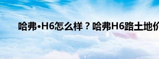 哈弗·H6怎么样？哈弗H6路土地价格