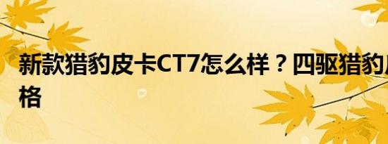 新款猎豹皮卡CT7怎么样？四驱猎豹皮卡的价格