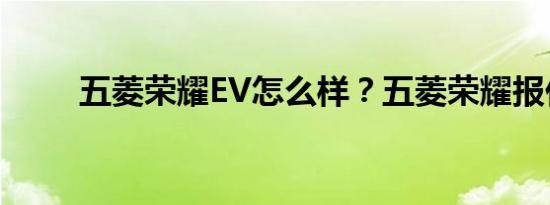 五菱荣耀EV怎么样？五菱荣耀报价