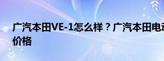 广汽本田VE-1怎么样？广汽本田电动车ve1价格