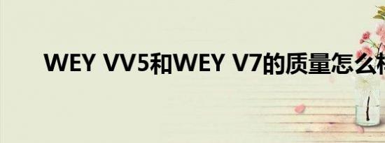 WEY VV5和WEY V7的质量怎么样？