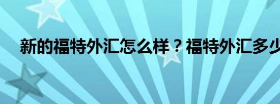 新的福特外汇怎么样？福特外汇多少钱？