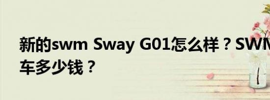 新的swm Sway G01怎么样？SWM Sway车多少钱？