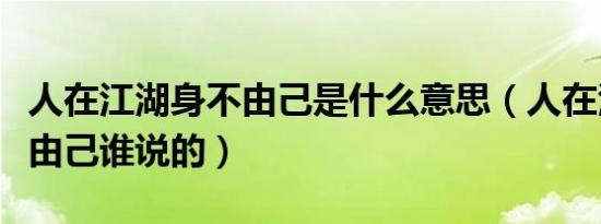 人在江湖身不由己是什么意思（人在江湖身不由己谁说的）