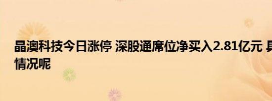 晶澳科技今日涨停 深股通席位净买入2.81亿元 具体是什么情况呢