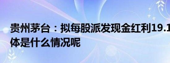 贵州茅台：拟每股派发现金红利19.106元 具体是什么情况呢